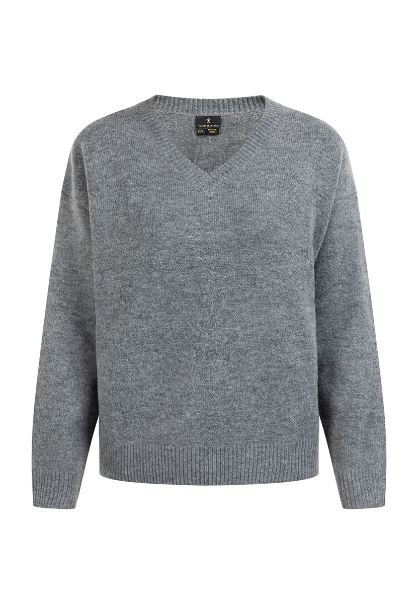Klassischer lockerer V-Ausschnitt Pullover