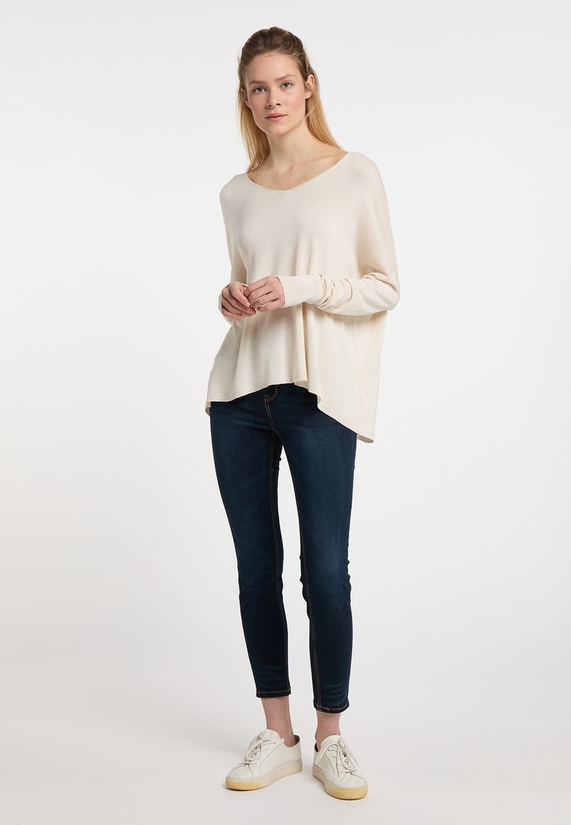 Leichter Oversized-Strickpullover mit V-Ausschnitt
