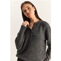 Entspannter Henley Strickpullover