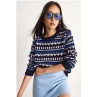 Strickpullover mit geometrischem Ethnomuster