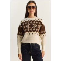 Dickstrickpullover mit ethnischem Muster