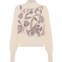 Rollkragenpullover mit floralem Paillettenmuster