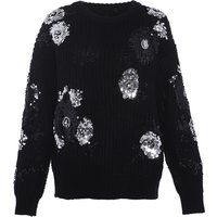 Bestrickter Pullover mit floralen Pailletten