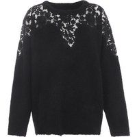Flauschiger Strickpullover mit Spitzendetail