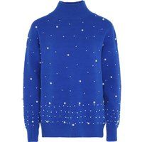 Strickpullover mit Stehkragen und Perlen