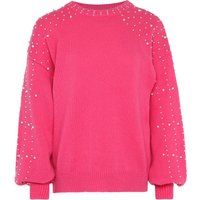 Eleganter perlenbesetzter Strickpullover