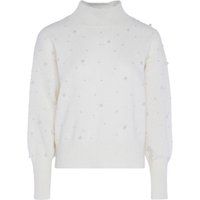 Perlenbesetzter Pullover mit Stehkragen