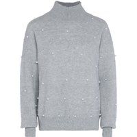Perlenbestickter Pullover mit Stehkragen