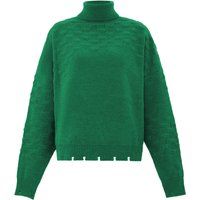 Strukturierter Rollkragenpullover mit Destroyed-Saum