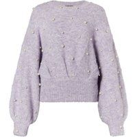 Strickpullover mit Perlenbesatz in Mohairophik