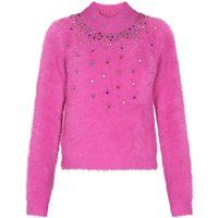 Verzierter flauschiger Stehkragenpullover