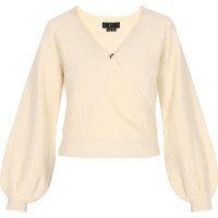 Strukturierter Strickpullover in Wickeloptik