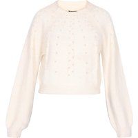 Perlenverzierter Zopfstrickpullover