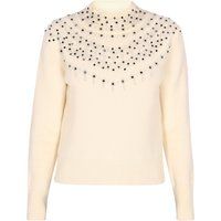 Verzierter Strickpullover mit Stehkragen