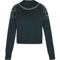 Verzierter Strickpullover mit Stehkragen