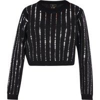 Kurz geschnittener Strickpullover mit Pailletten