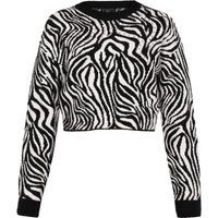 Kurz geschnittener Strickpullover mit Zebramuster