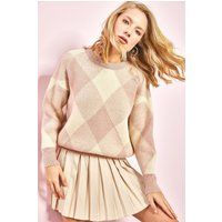 Oversize-Strickpullover mit Rautenmuster