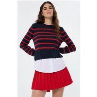 Klassischer gestreifter Rundhals-Strickpullover