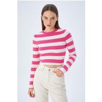 Gestreifter Kurzpullover aus Feinstrick