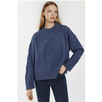 Strukturierter Strickpullover mit Zopfmuster