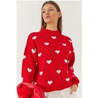 Relaxter Pullover mit Herzmuster