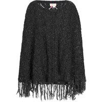 Schimmernder Strick-Poncho mit Fransen