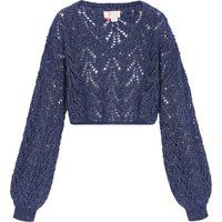 Kurz geschnittener Pailletten-Ajour-Strickpullover