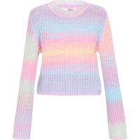 Mehrfarbiger Rippstrick-Pullover mit Ombré-Effekt