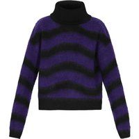 Gestreifter flauschiger Strickrollkragenpullover
