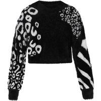 Flauschiger Kurzpullover mit Animal-Print