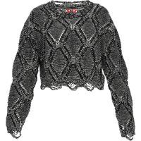 Geometrischer Strickpullover mit Destroyed-Effekt