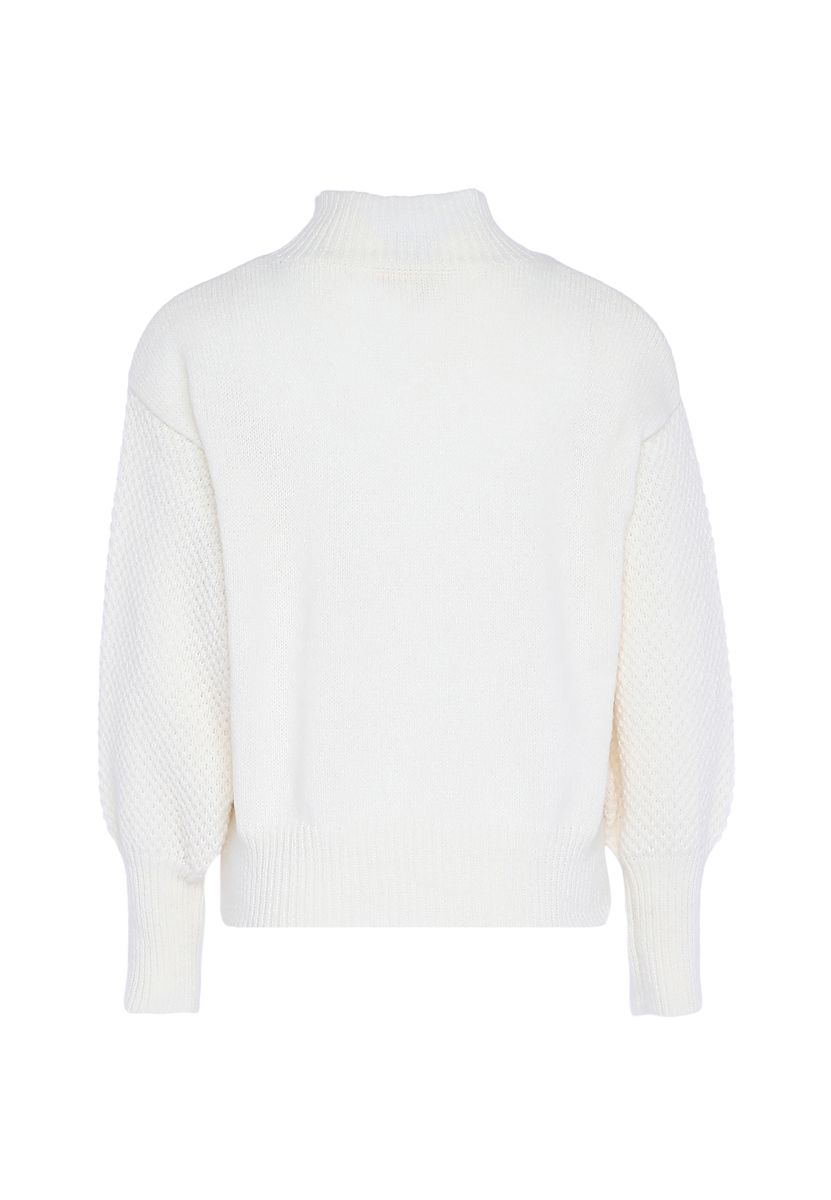 Bestickter Pullover mit Laternärmeln