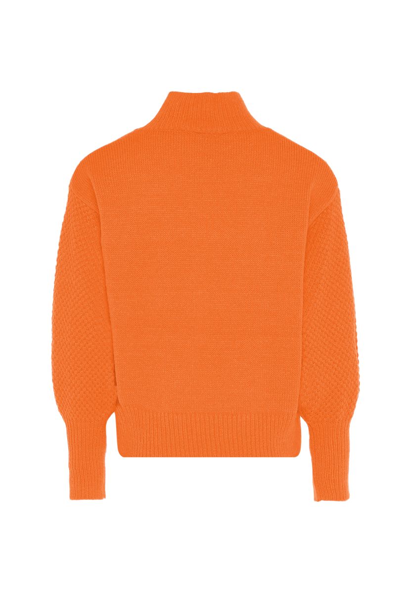 Bestickter Strickpullover mit Laternenärmeln
