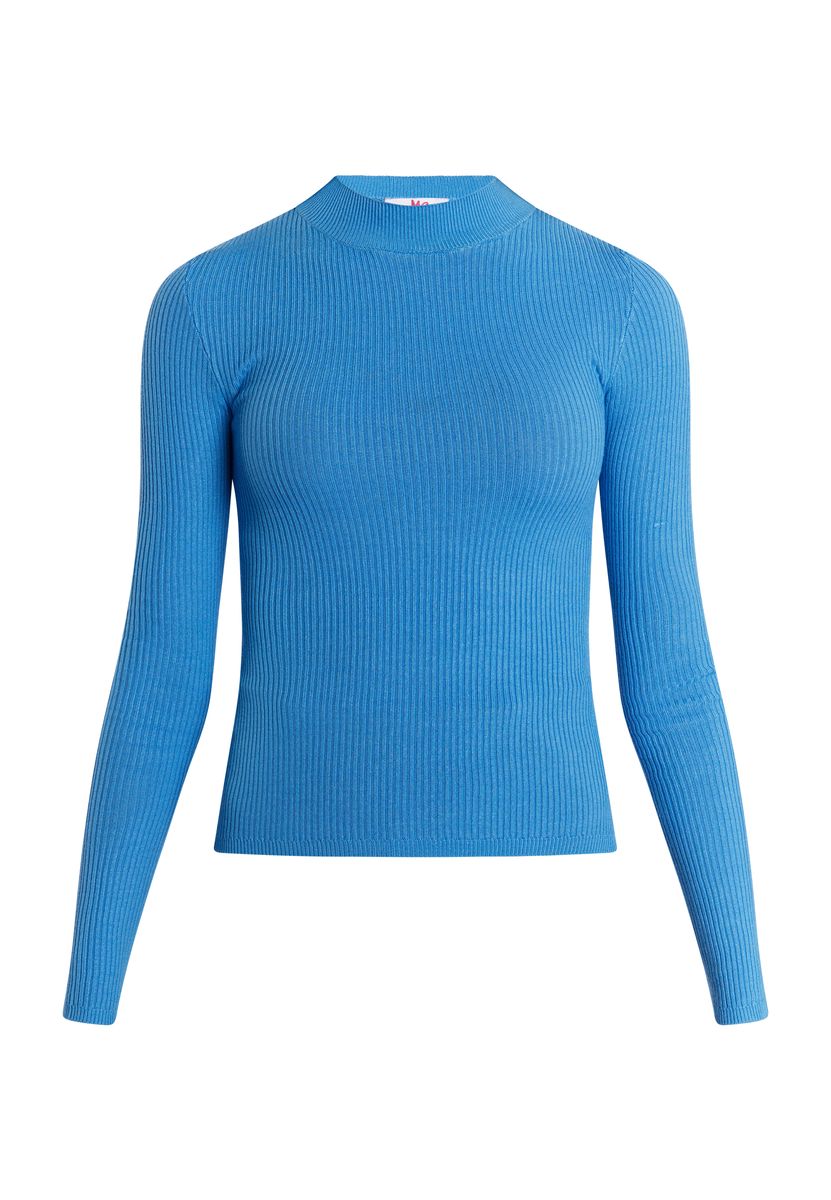 Rippstrick-Pullover mit schmalem Stehkragen