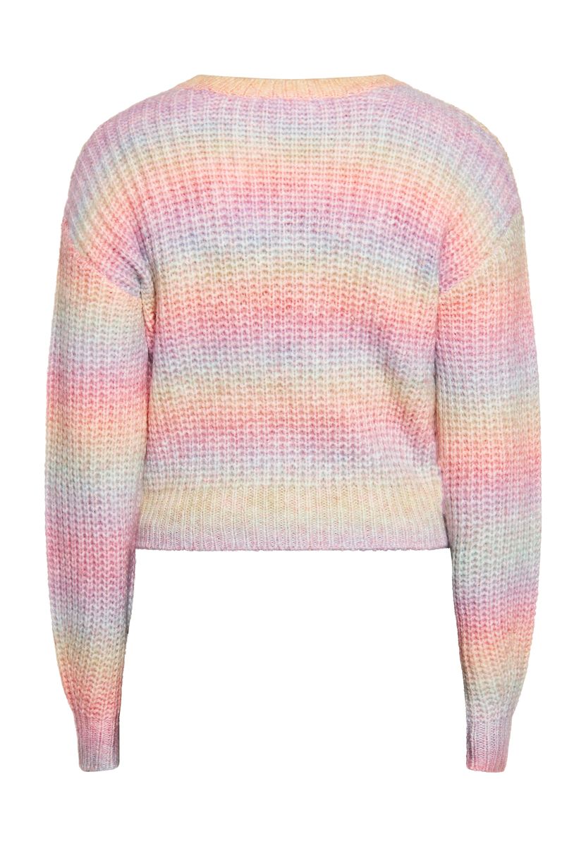Kurzer Strickpullover mit Regenbogen-Ombre