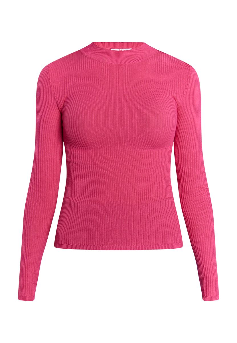 Schmaler Rippstrickpullover mit Stehkragen
