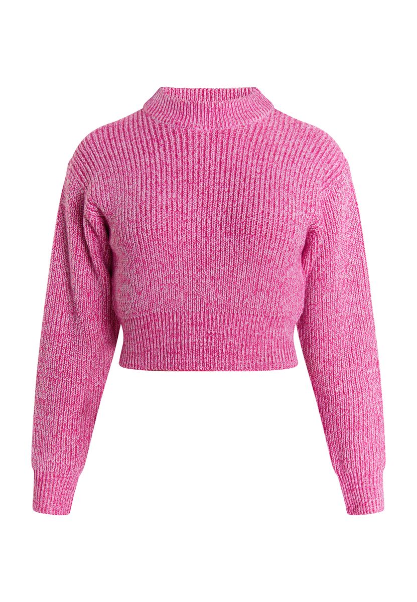 Gerippter Kurzpullover mit Stehkragen