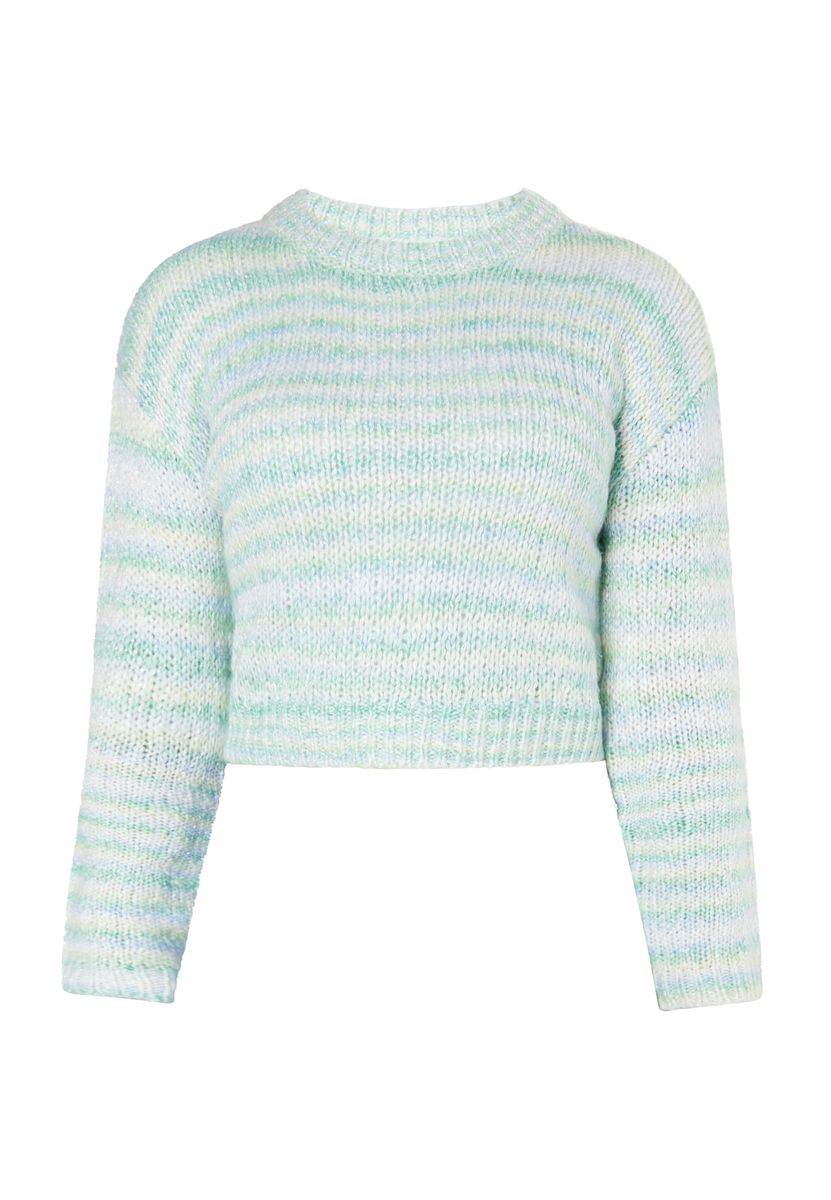 Kuscheliger gestreifter Cropped-Strickpullover