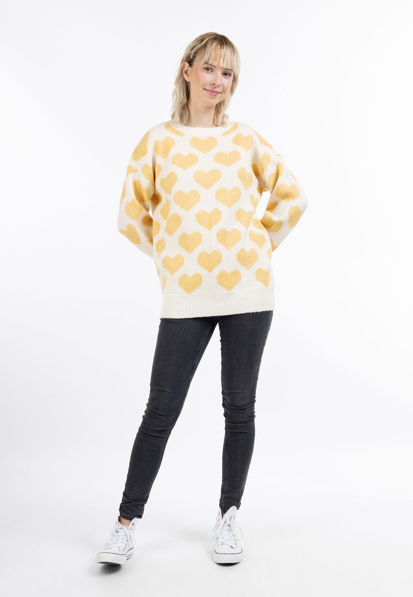 Oversized Strickpullover mit Herz-Intarsie
