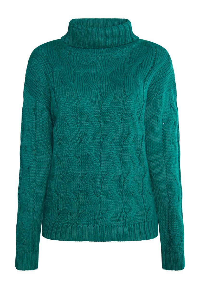 Kuscheliger Zopfstrick-Rollkragenpullover