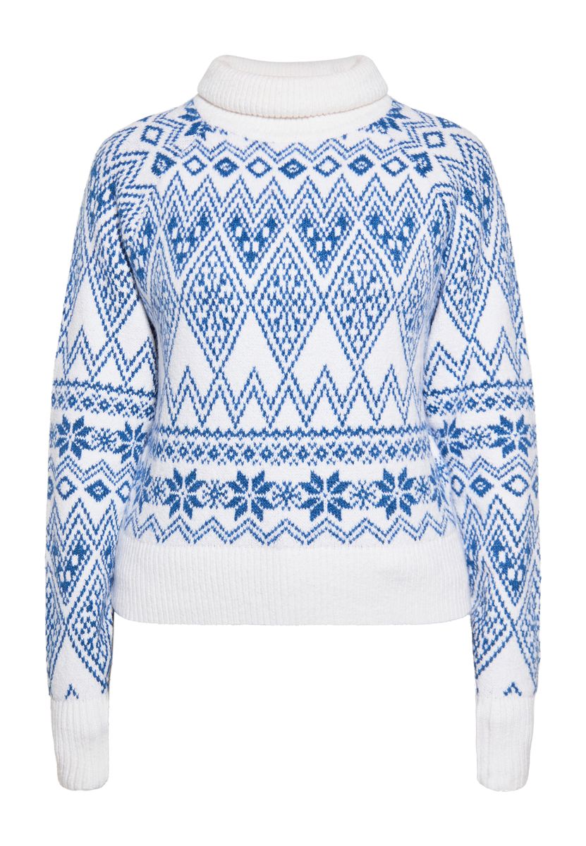 Geometrischer Jacquard-Rollkragenpullover aus Strick