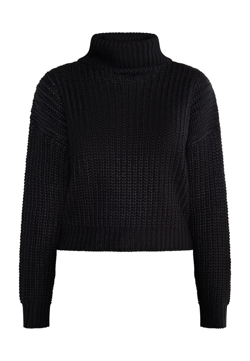 Grobstrick-Rollkragenpullover mit Rippenmuster