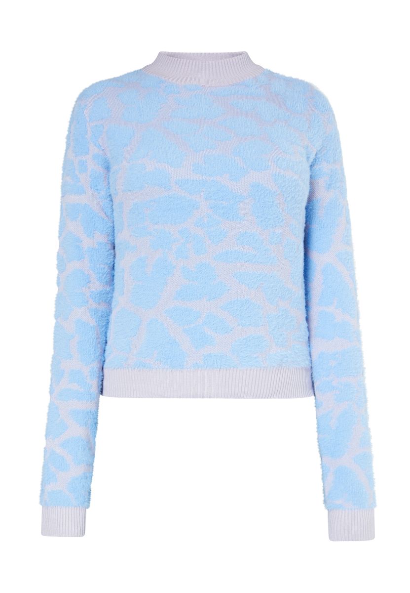 Flauschiger Pullover mit Giraffenmuster