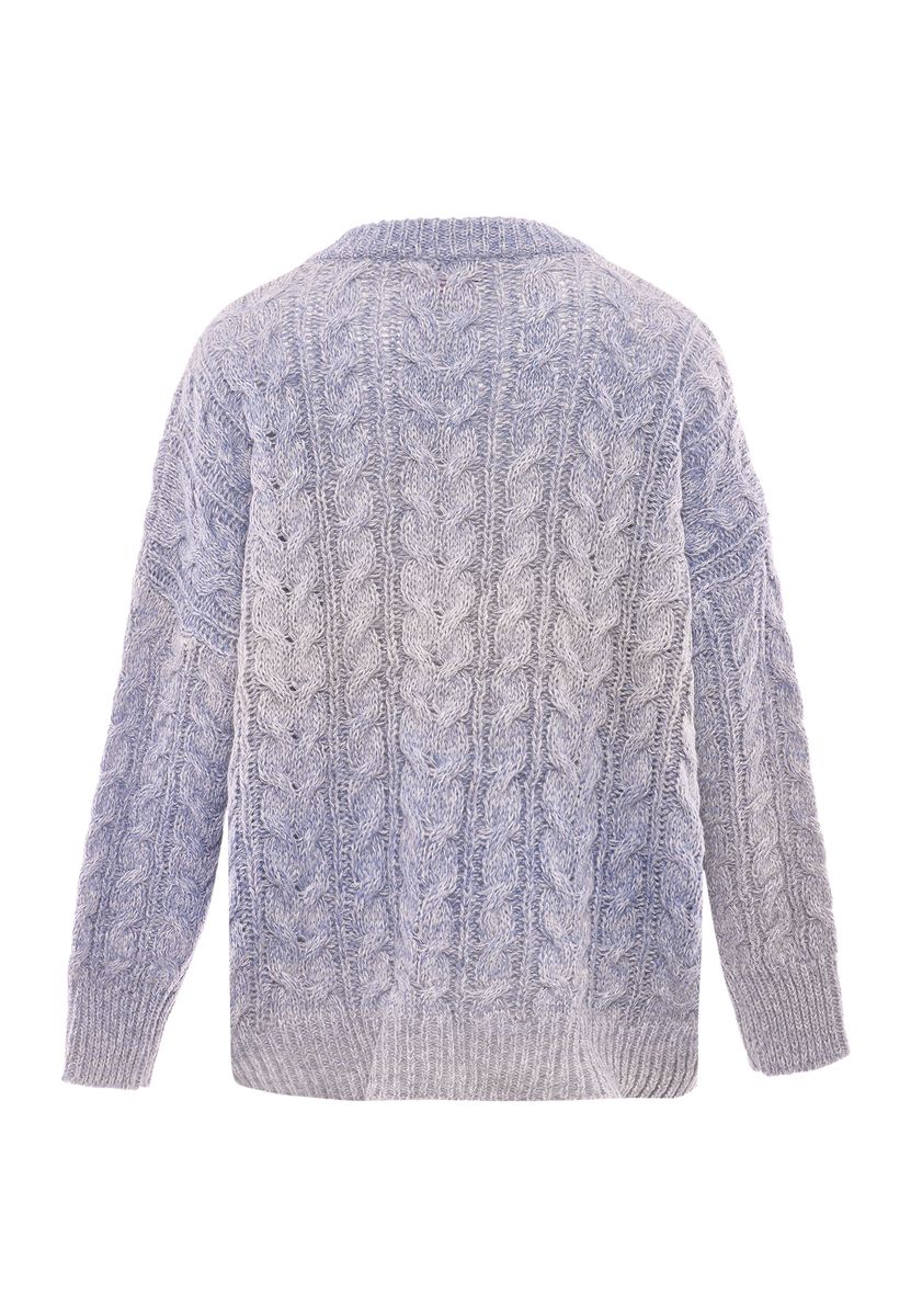 Grobstrick-Pullover mit Zopfmuster