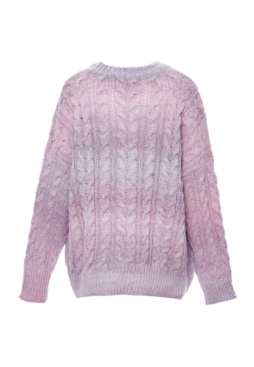Grobstrick-Zopfmuster-Pullover mit Ombré-Effekt