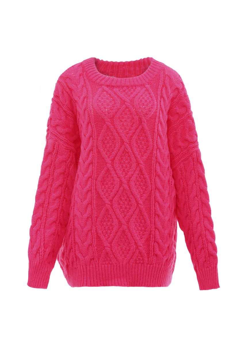 Übergroßer Zopfstrickpullover