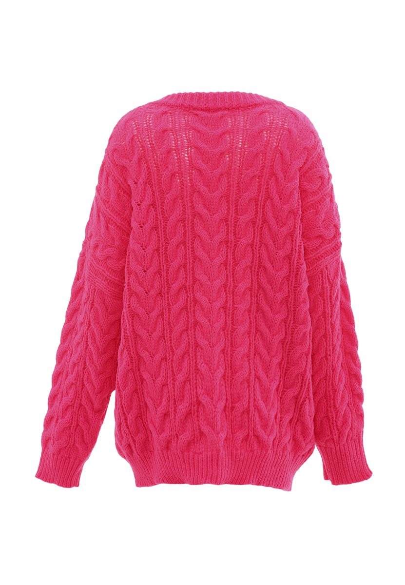 Übergroßer Zopfstrickpullover