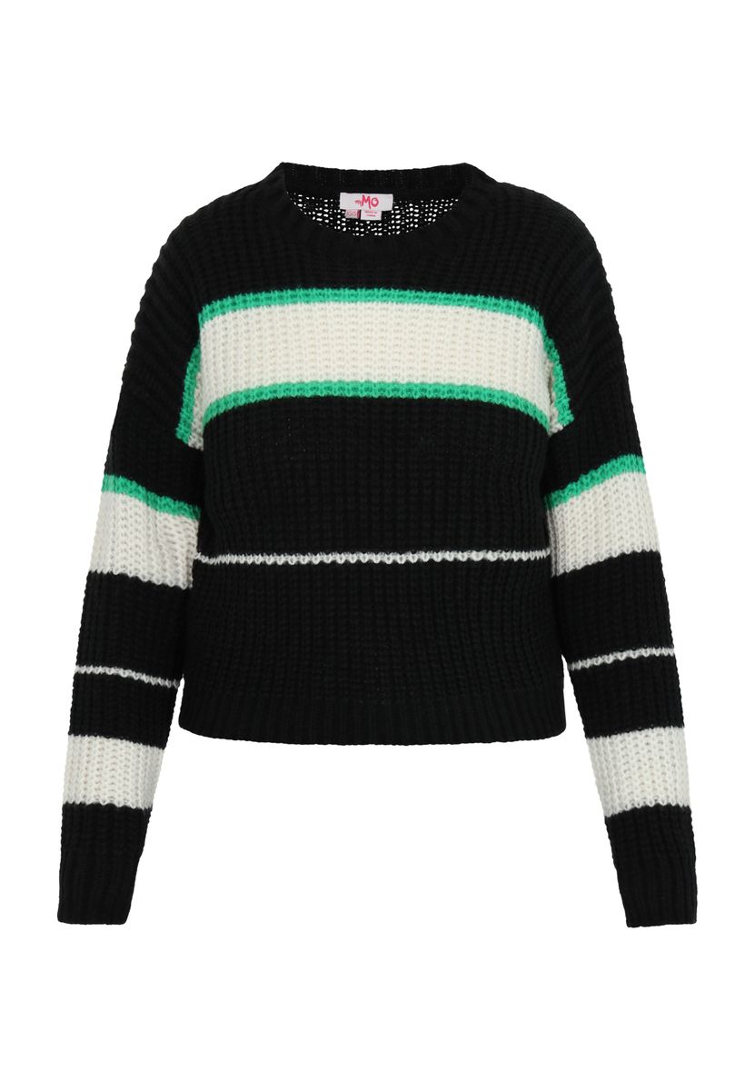 Grobstrick-Kurzpullover mit Streifenmuster
