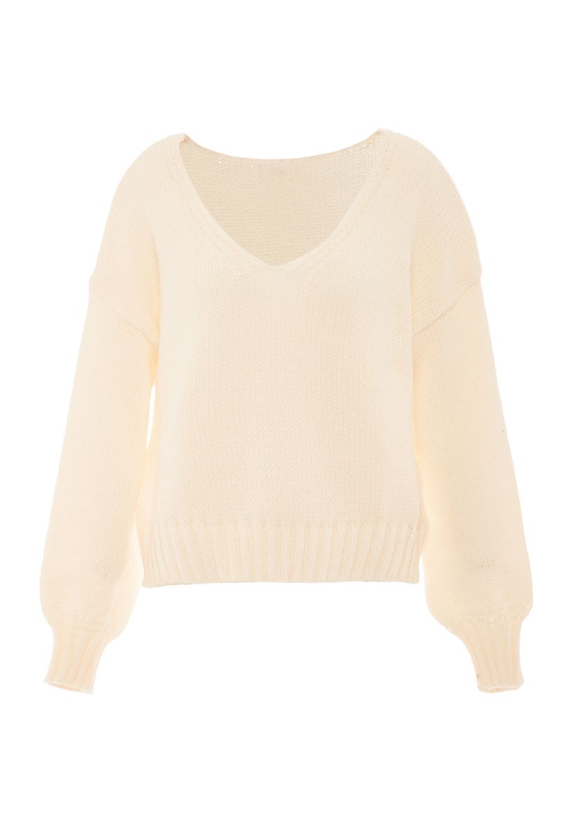 Weicher Strickpullover mit V-Ausschnitt